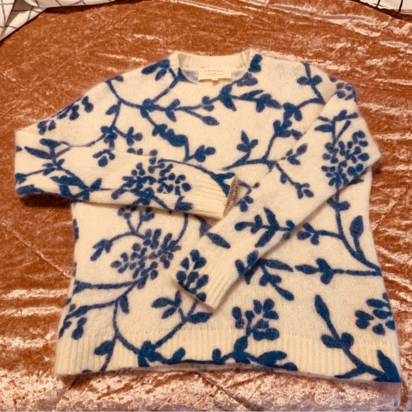 Sezane Pelagie Cream & Ecru Blue Floral Sweater made of Kid Mohair Feminine XS - Picture 13 of 13